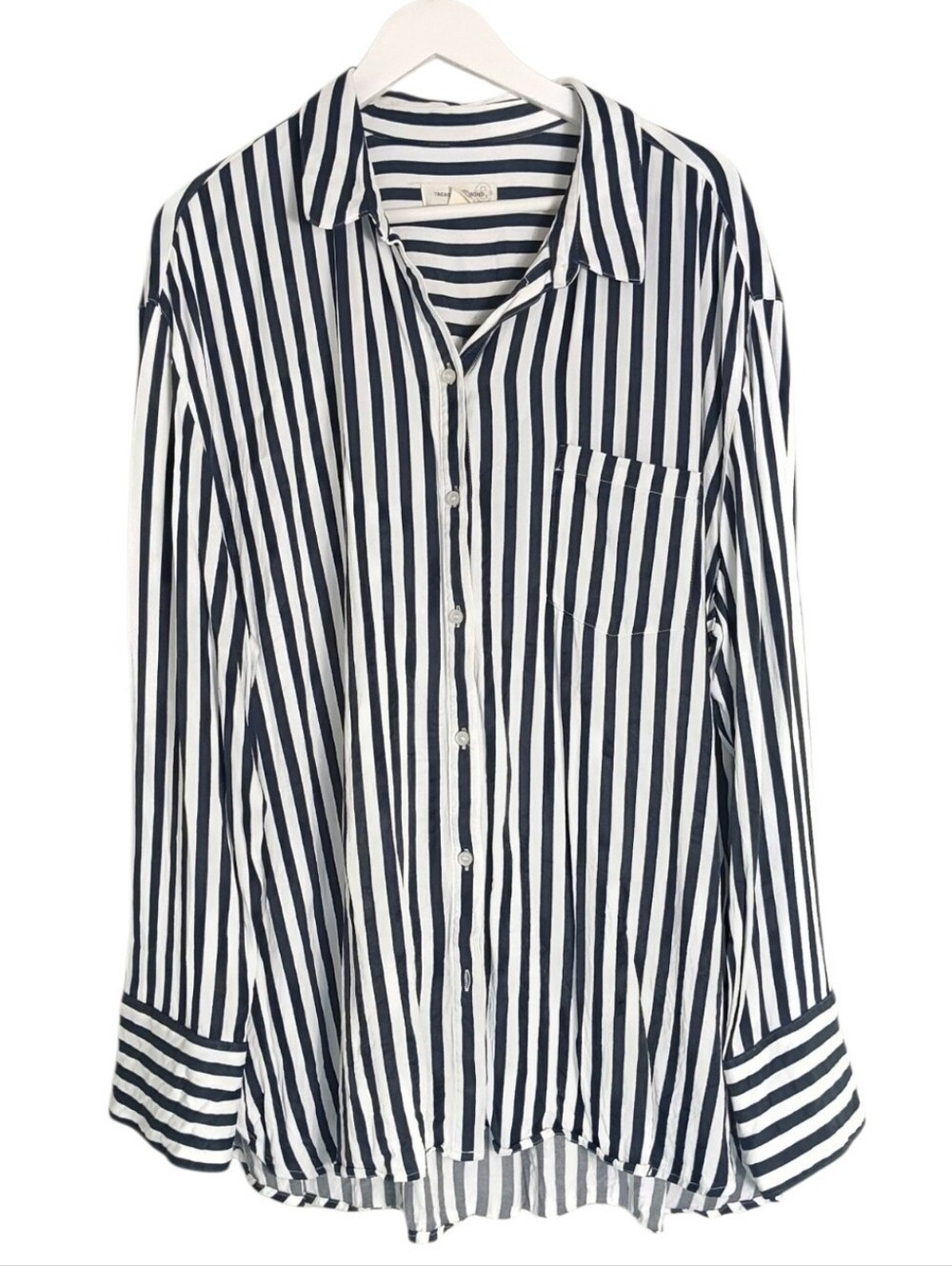 Treasure & Bond Stripe Button Front Blouse Dress Shirt Size 1X